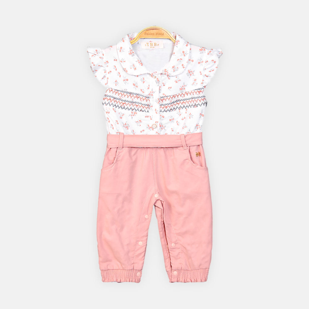 GIRL JUMP SUIT PINK AND WHITE FLORAL