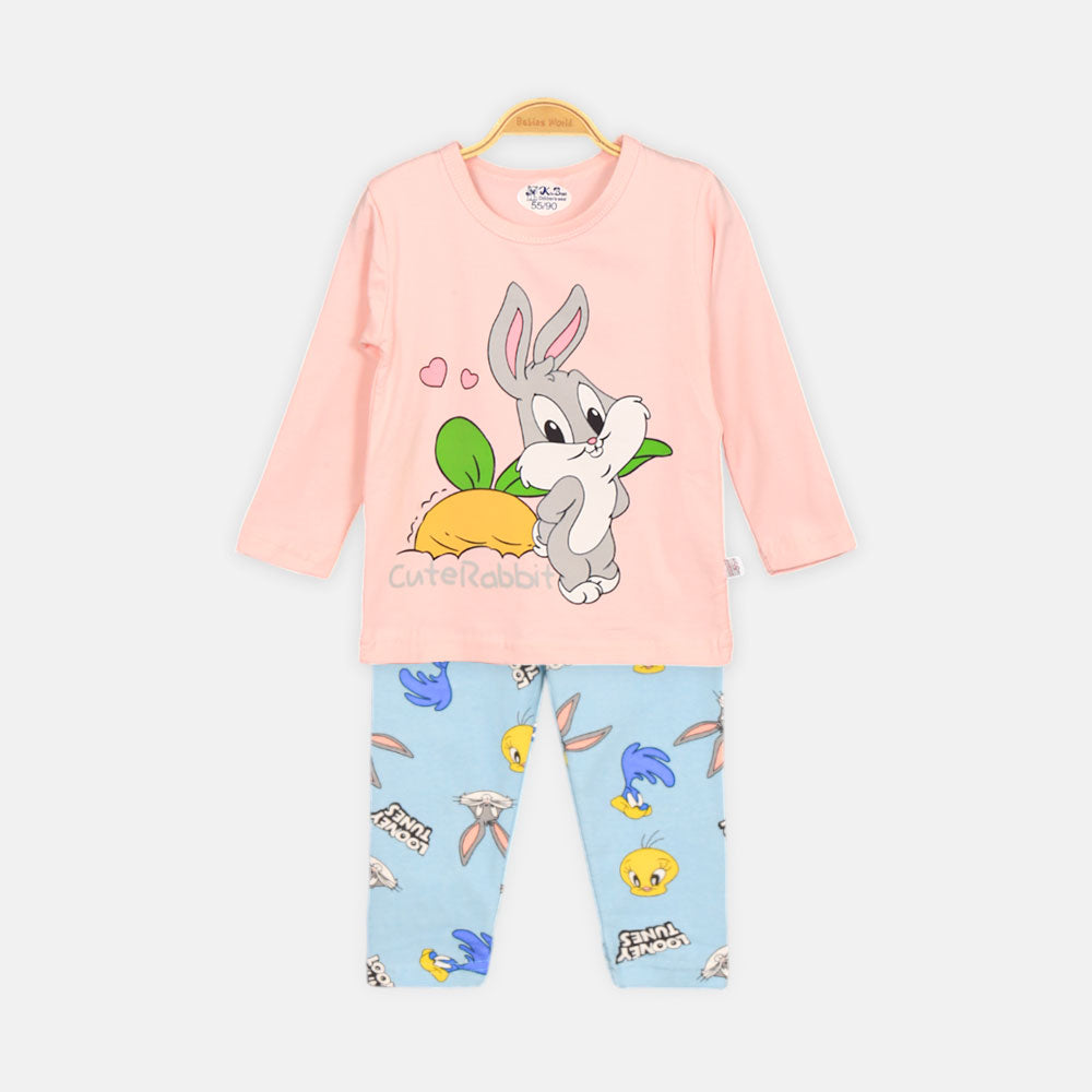 GIRL NIGHT SUIT PINK CUTE RABBIT