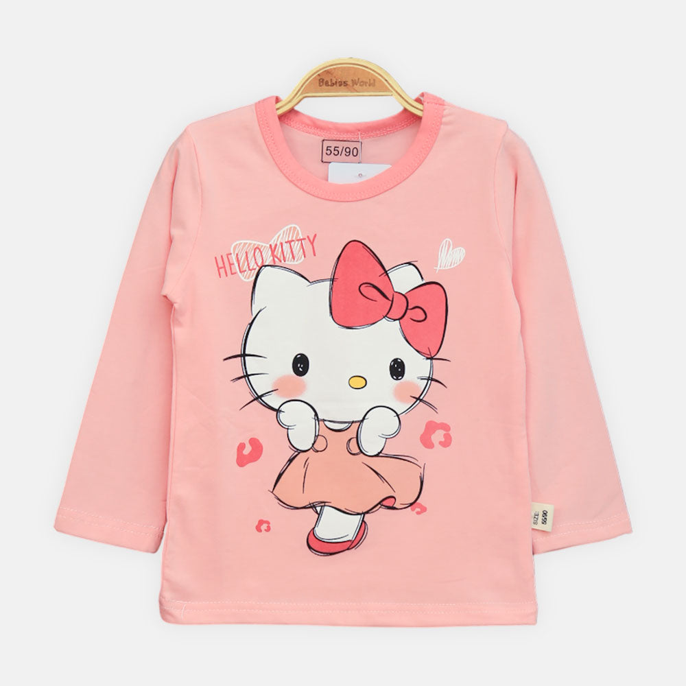 GIRL NIGHT SUIT PINK KITTY GREY