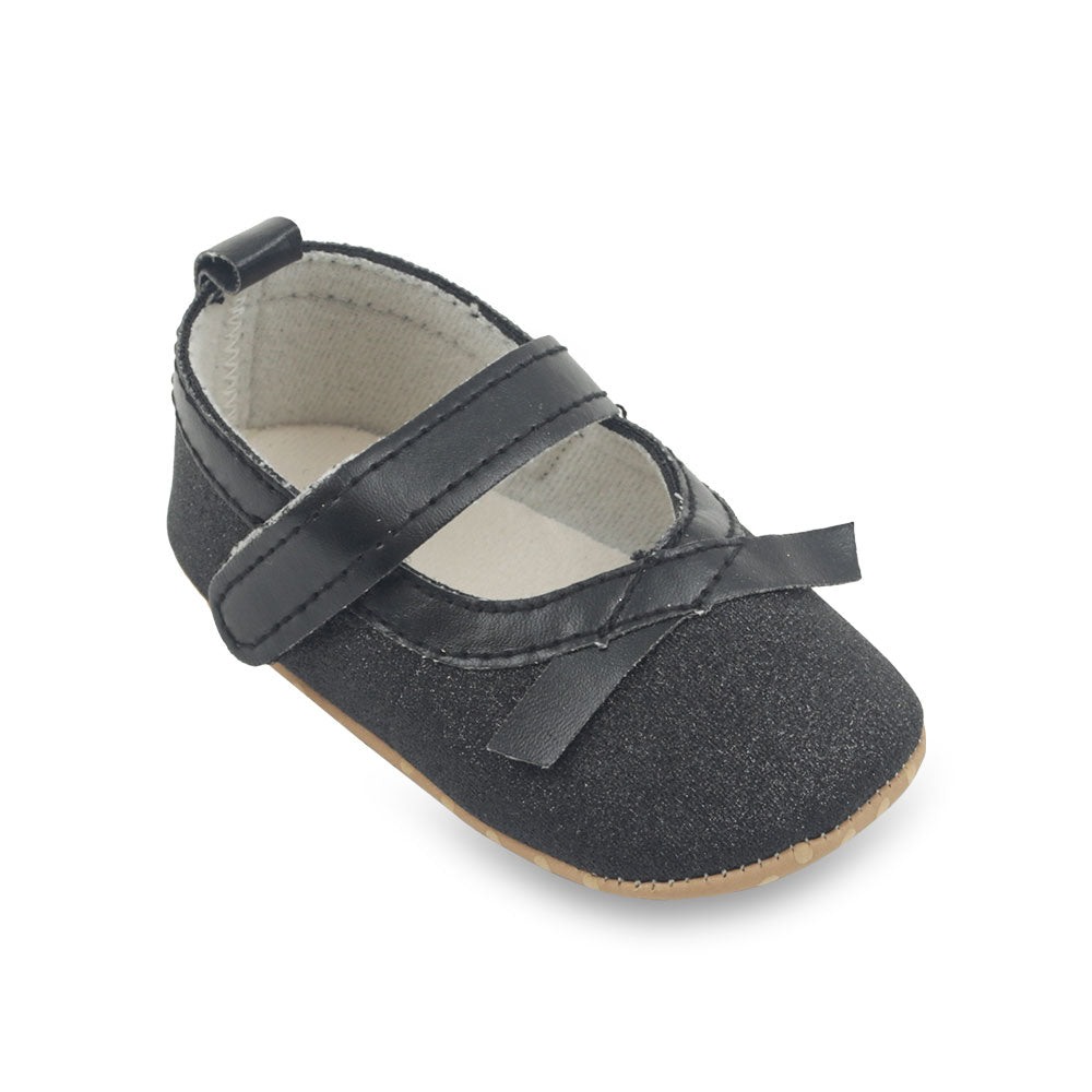 GIRL PRE WALKER SHOES BLACK SHIMMERY