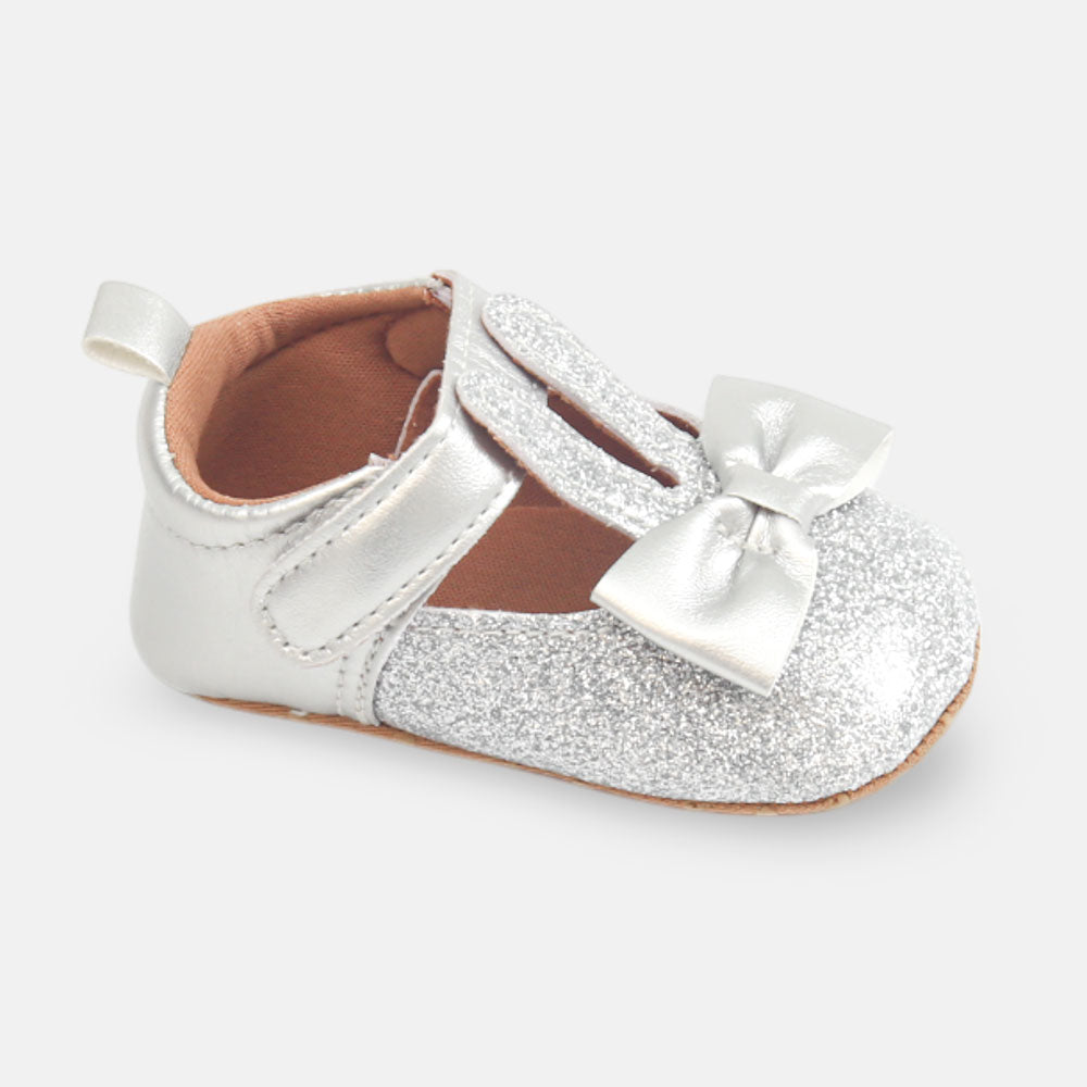 GIRL PRE WALKER SHOES SILVER GLITTER