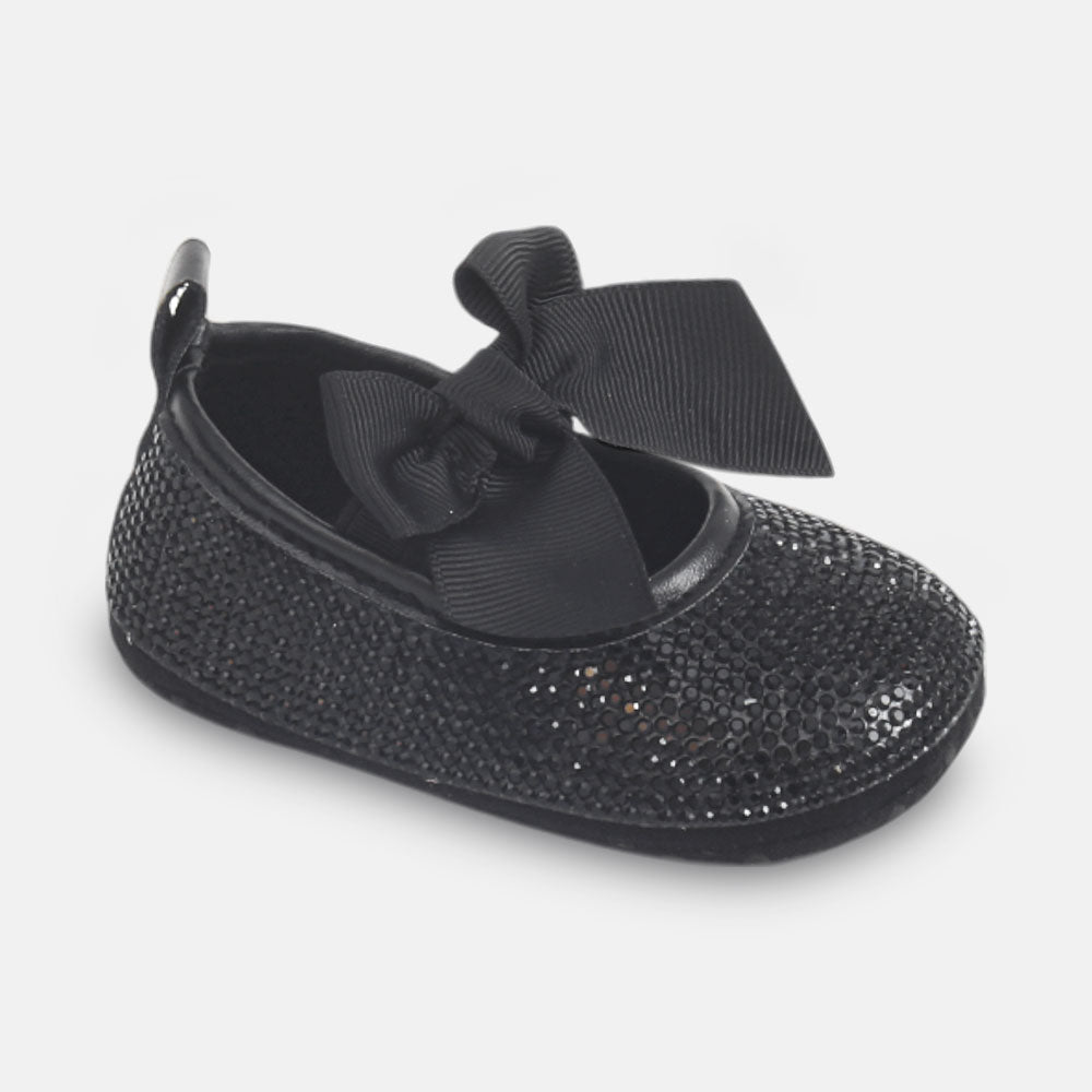GIRL PRE WALKER SHOES BLACK GLITTER