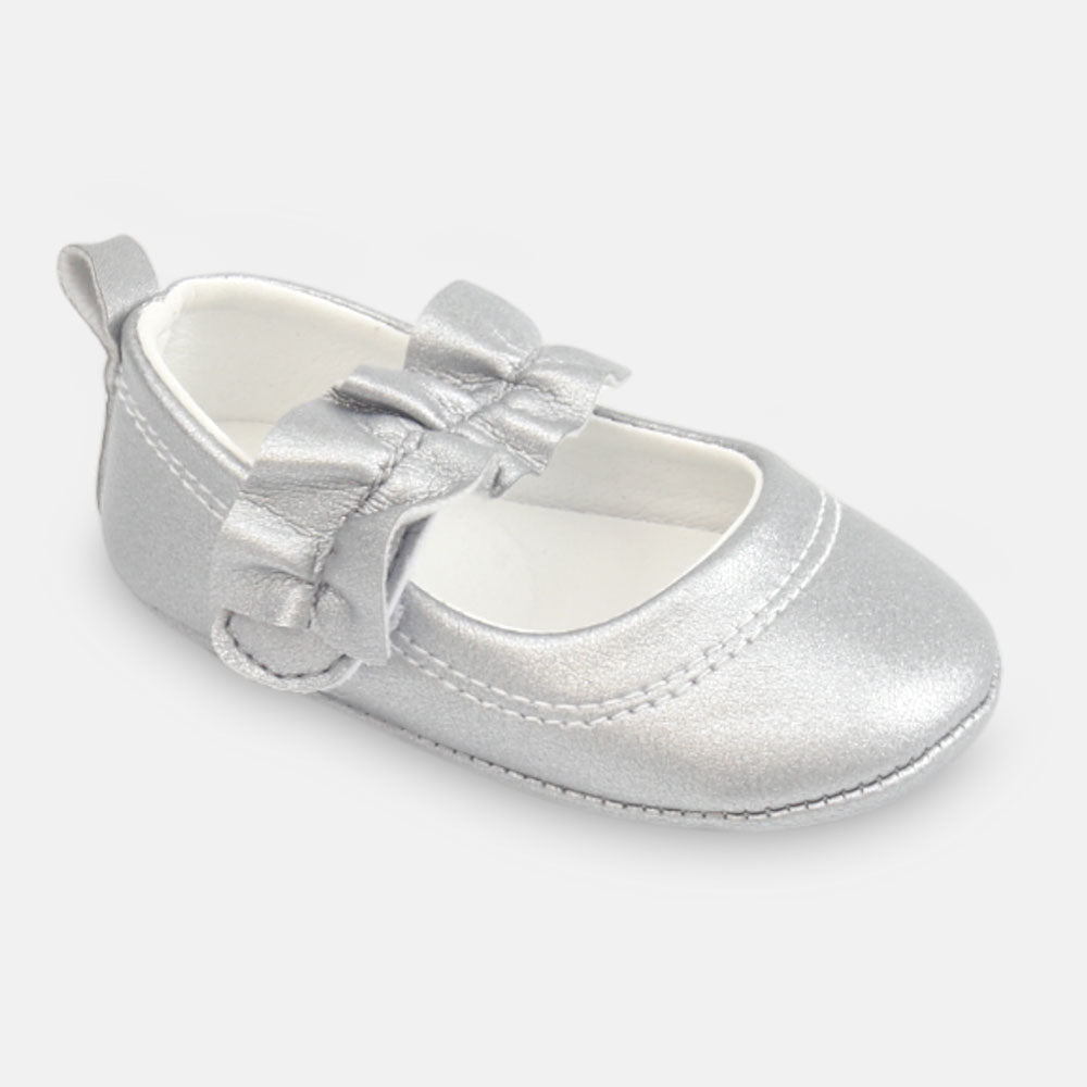 GIRL PRE WALKER SHOES SILVER METALLIC