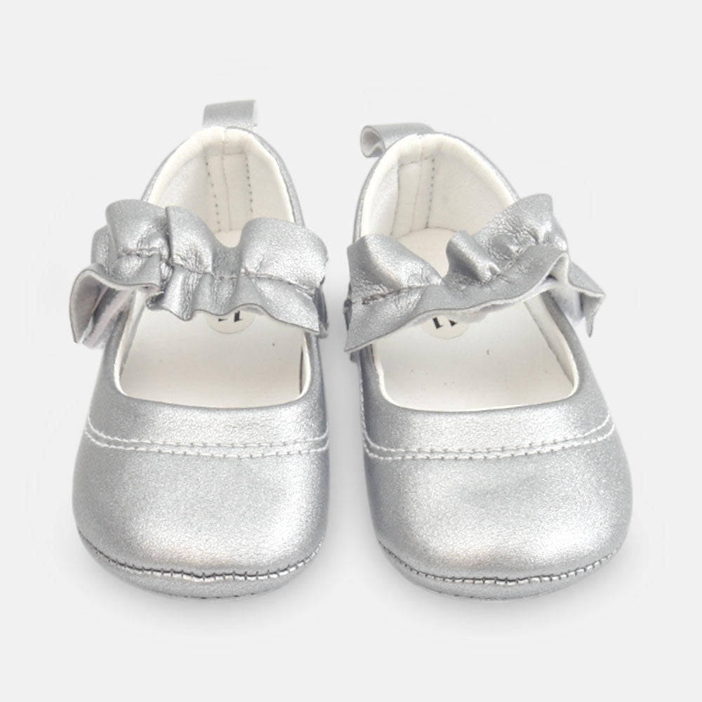 GIRL PRE WALKER SHOES SILVER METALLIC