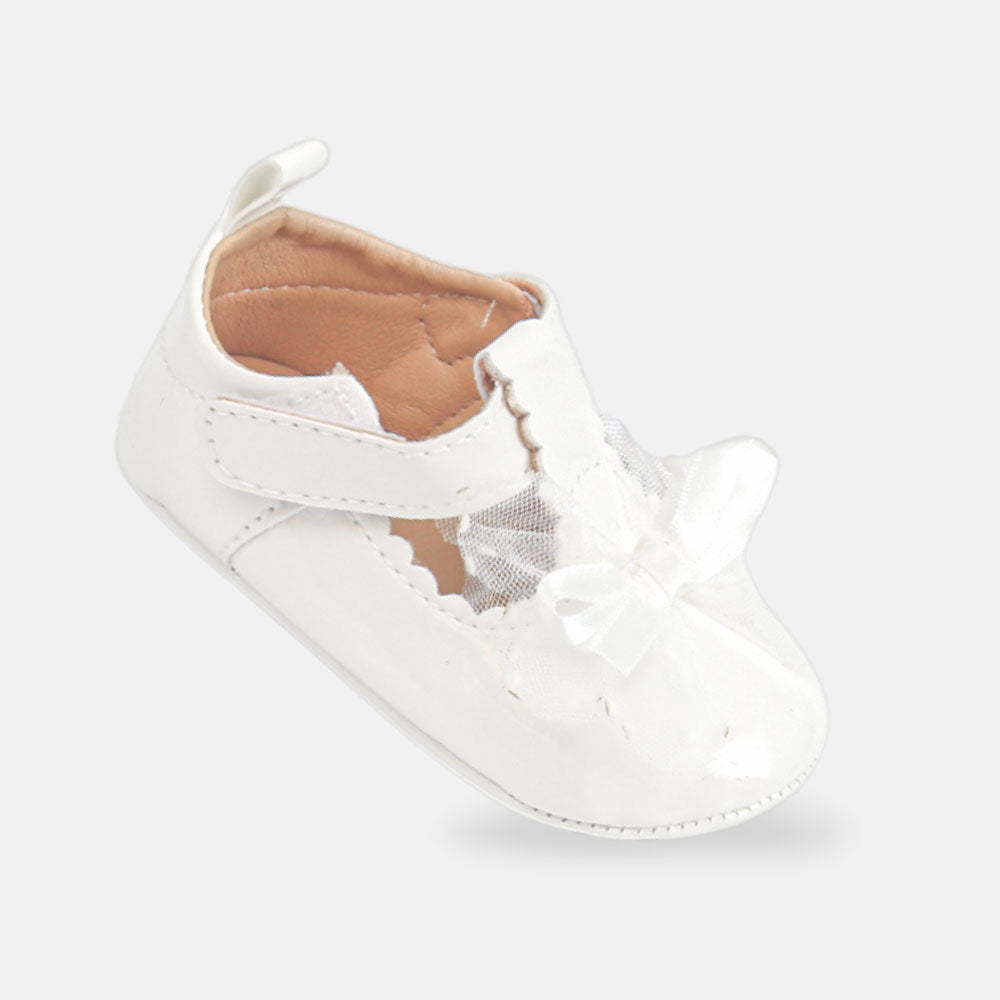 GIRL PRE WALKER SHOES WHITE TULLE BOWS