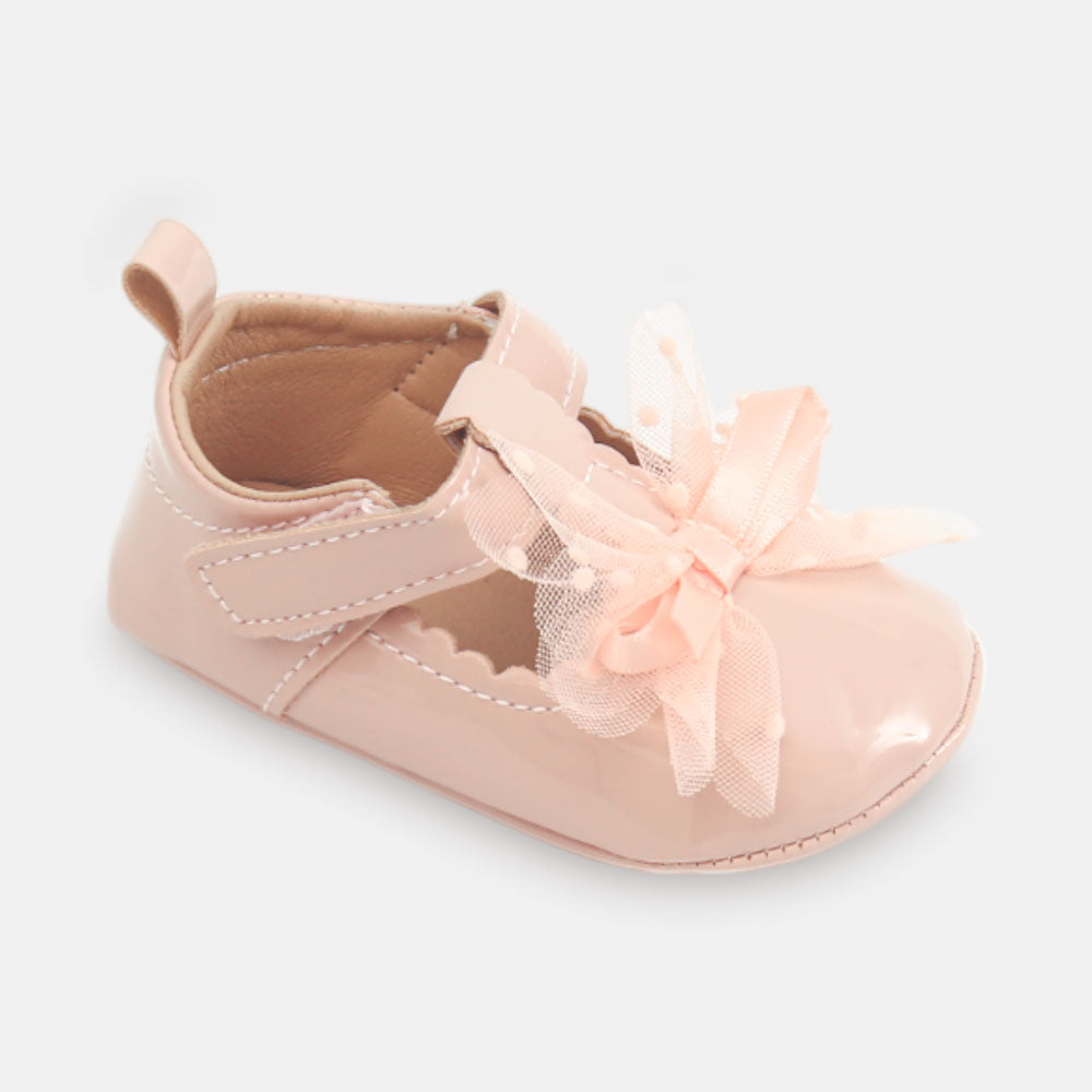 GIRL PRE WALKER SHOES PINK TULLE BOW