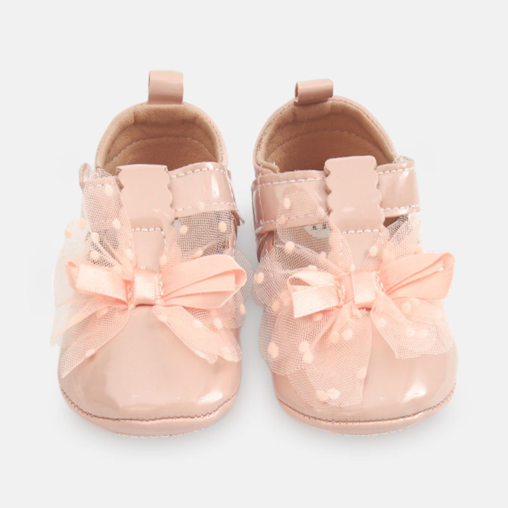 GIRL PRE WALKER SHOES PINK TULLE BOW