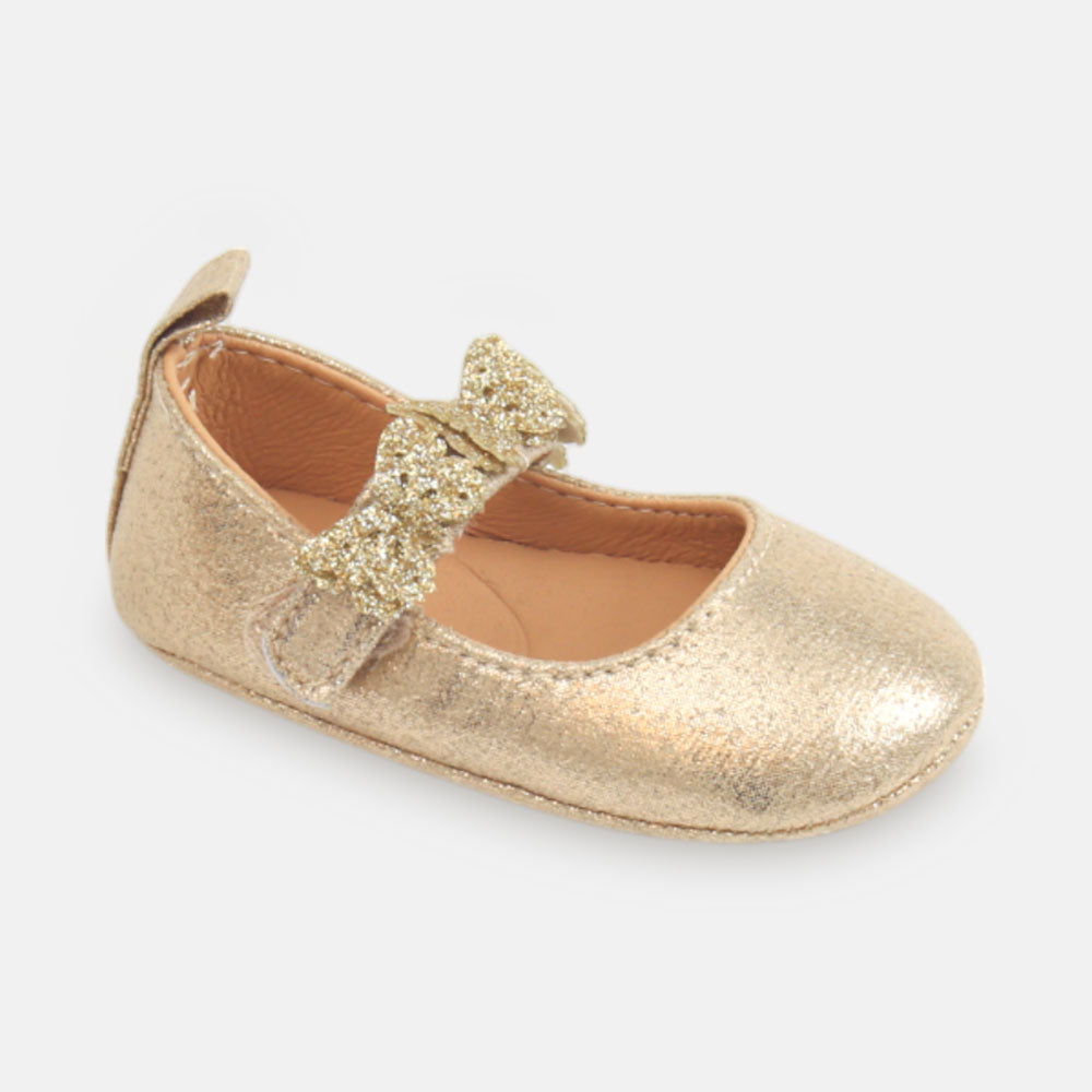 GIRL PRE WALKER SHOES GOLD SHIMMER
