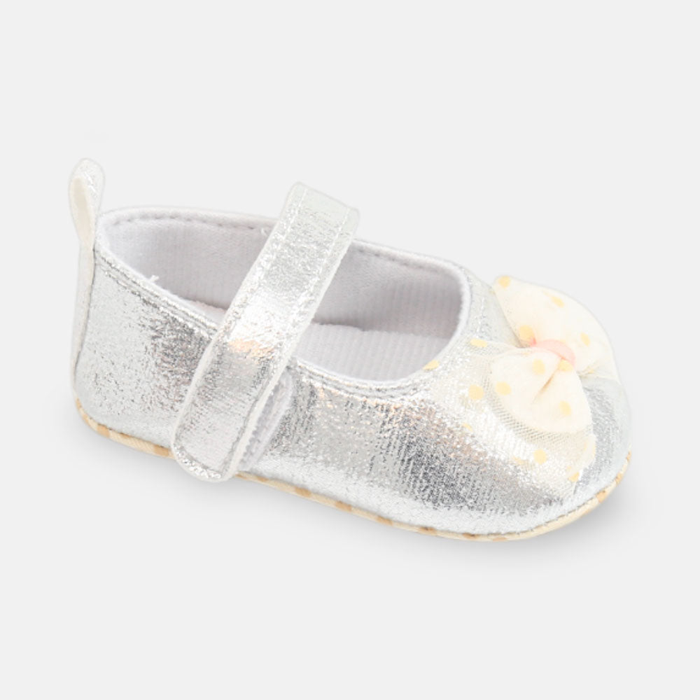 GIRL PRE WALKER SHOES SILVER GLITTER