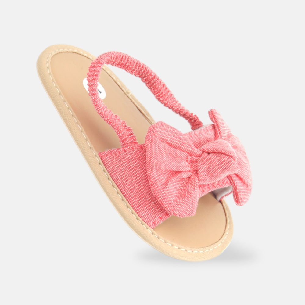 GIRL PRE WALKER SANDAL PINK FABRIC WITH BOWS