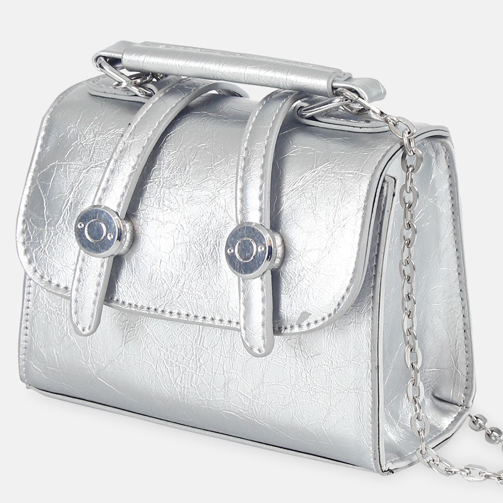 GIRL PURSE / CLUTCH SILVER METALLIC