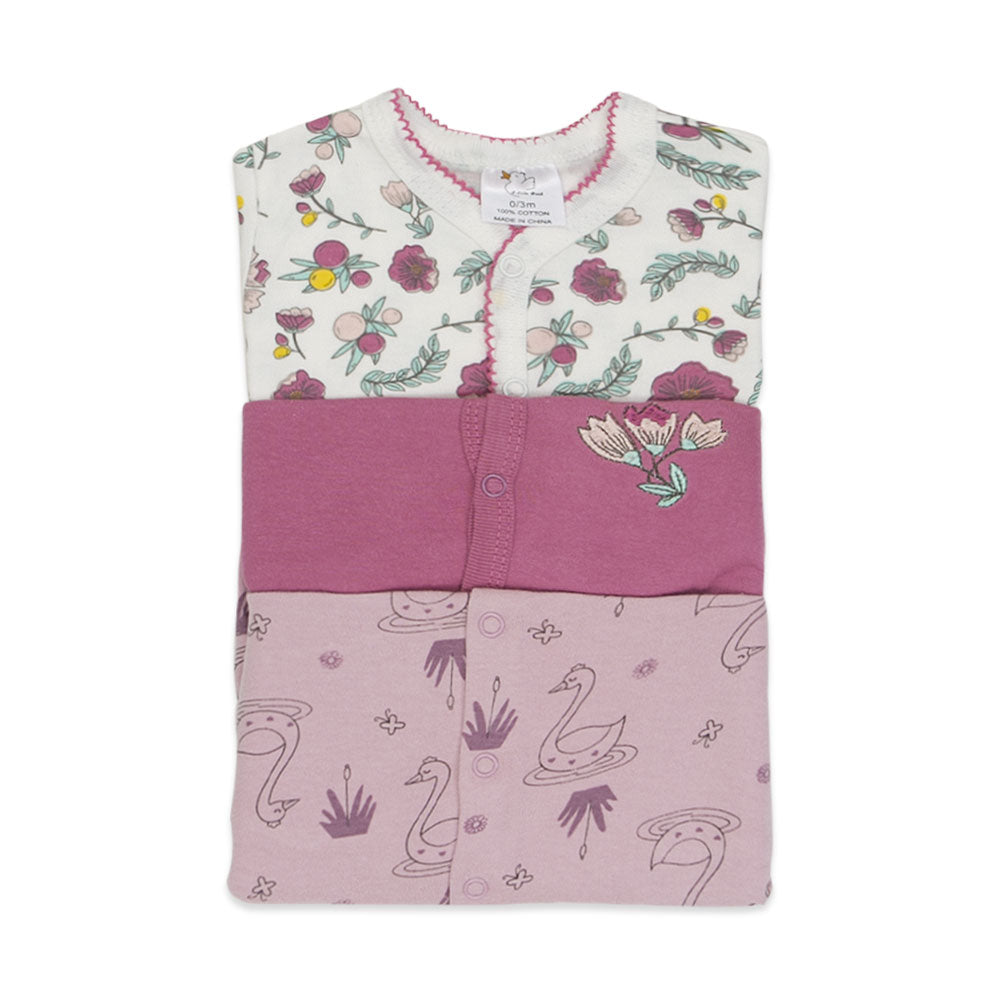 SLEEP SUITS / ROMPERS GIRLS PK-3 MULTI COLOR