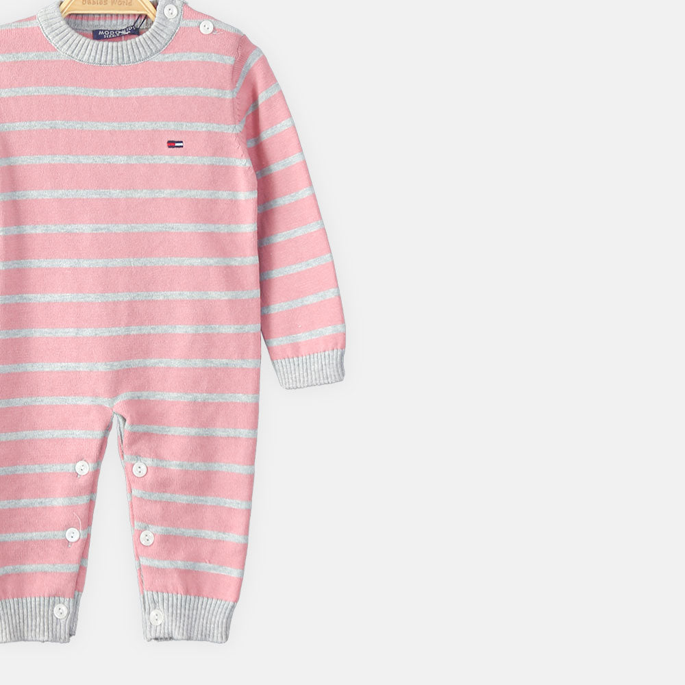 GIRL ROMPER GREY STRIPES WOOLEN