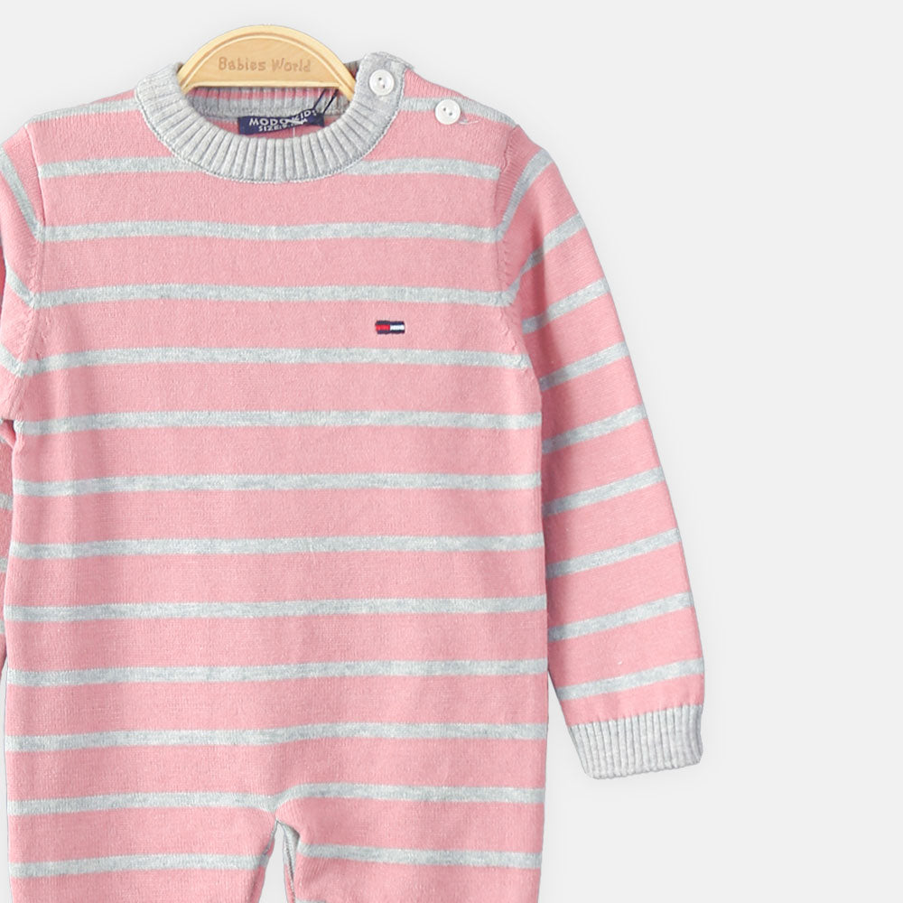 GIRL ROMPER GREY STRIPES WOOLEN