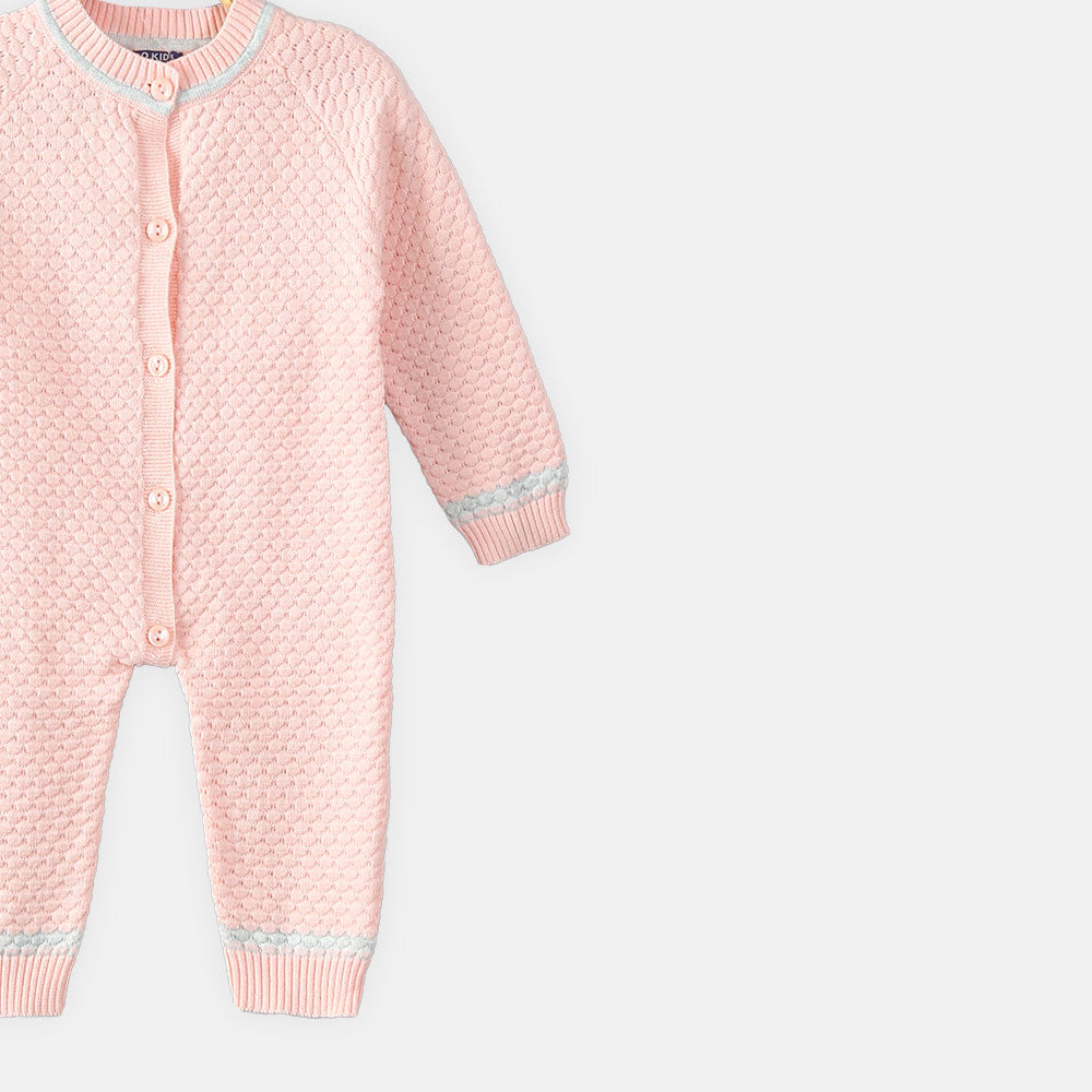 GIRL ROMPER PEACH WOOLEN