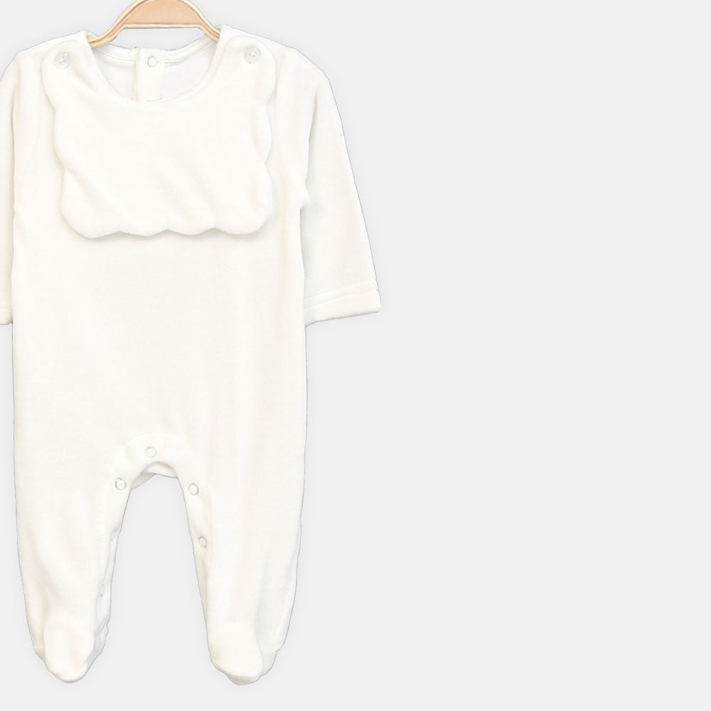 GIRL ROMPER CLOUD SUEDE-KNIT WITH BIB