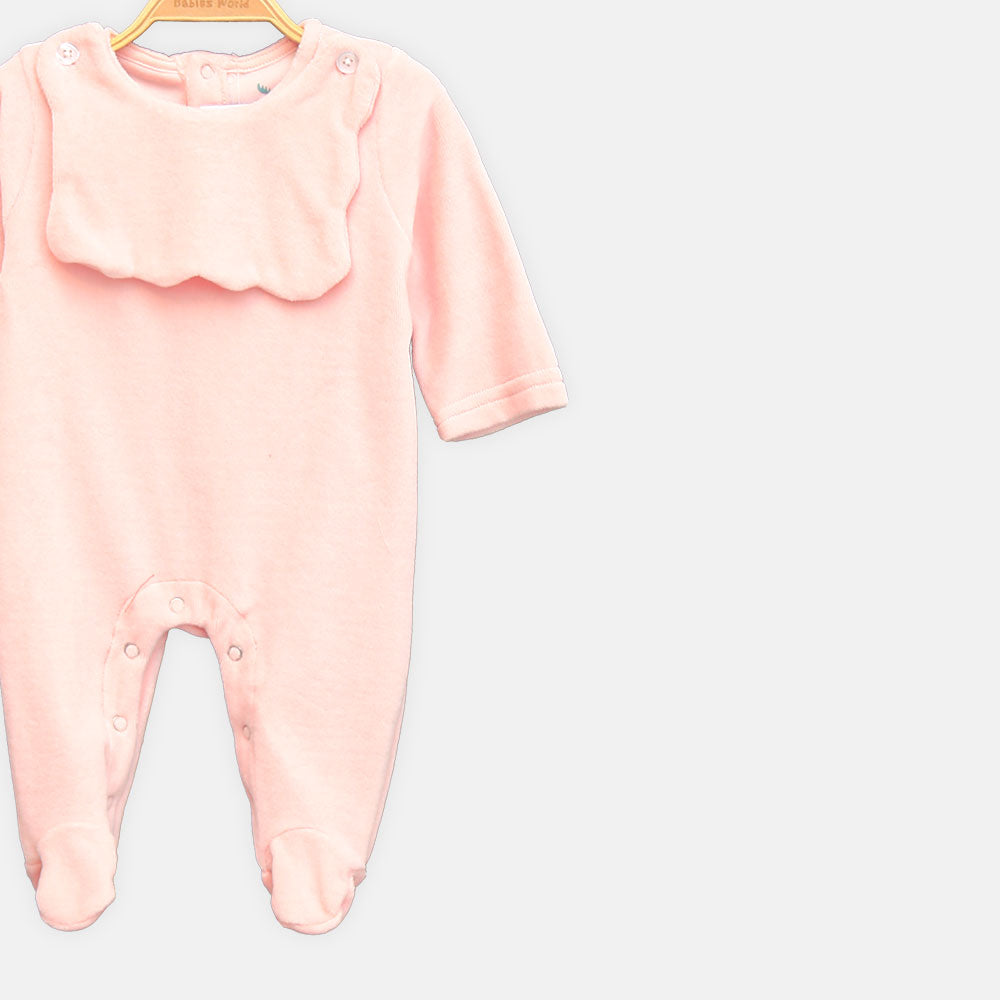 GIRL ROMPER CLOUD SUEDE-KNIT WITH BIB