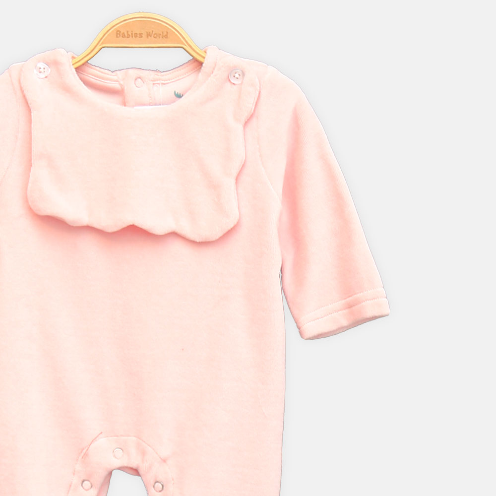 GIRL ROMPER CLOUD SUEDE-KNIT WITH BIB