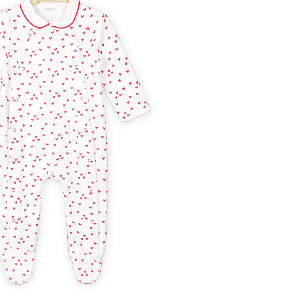 GIRL ROMPER WHITE FLEECE HEARTS