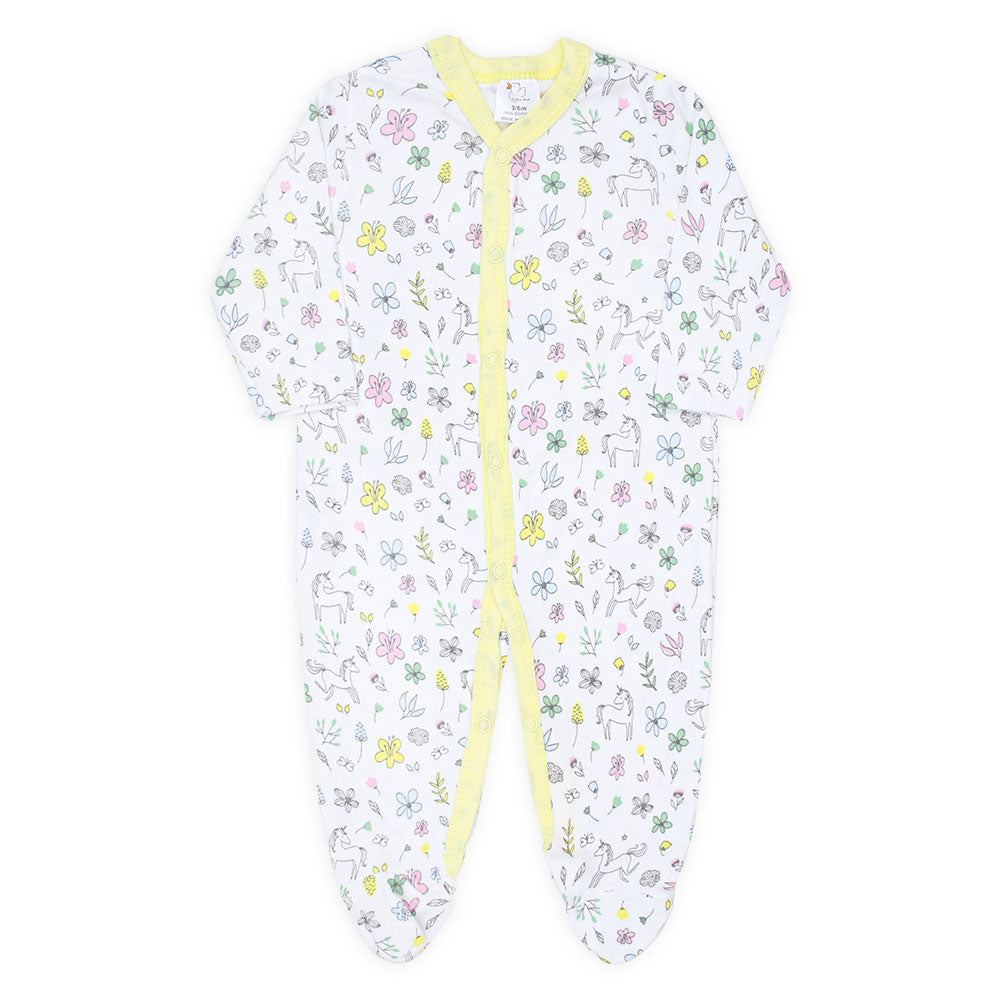 ROMPER GIRLS PK-3 YELLOW FLORAL DOTTED