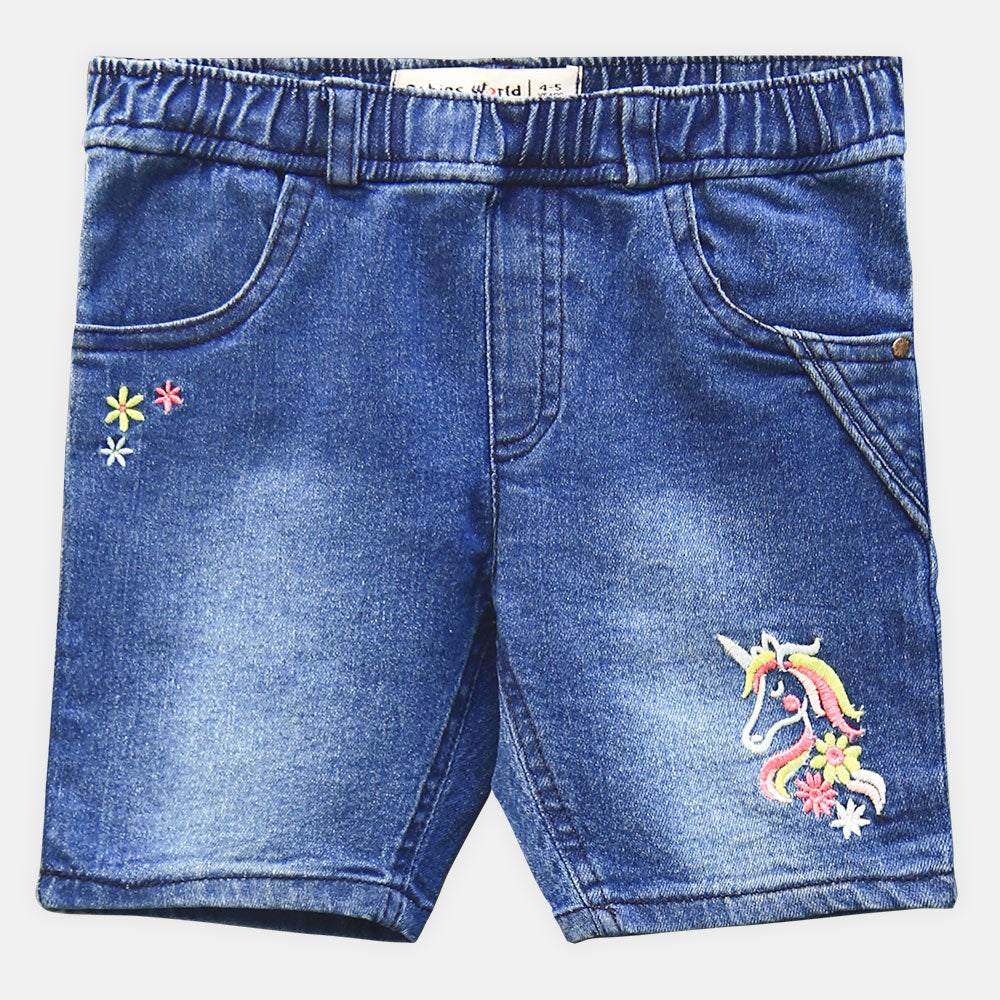 GIRL SHORT JEANS UNICORN DENIM