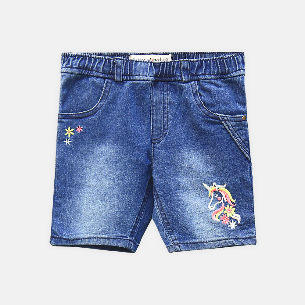 GIRL SHORT JEANS UNICORN DENIM
