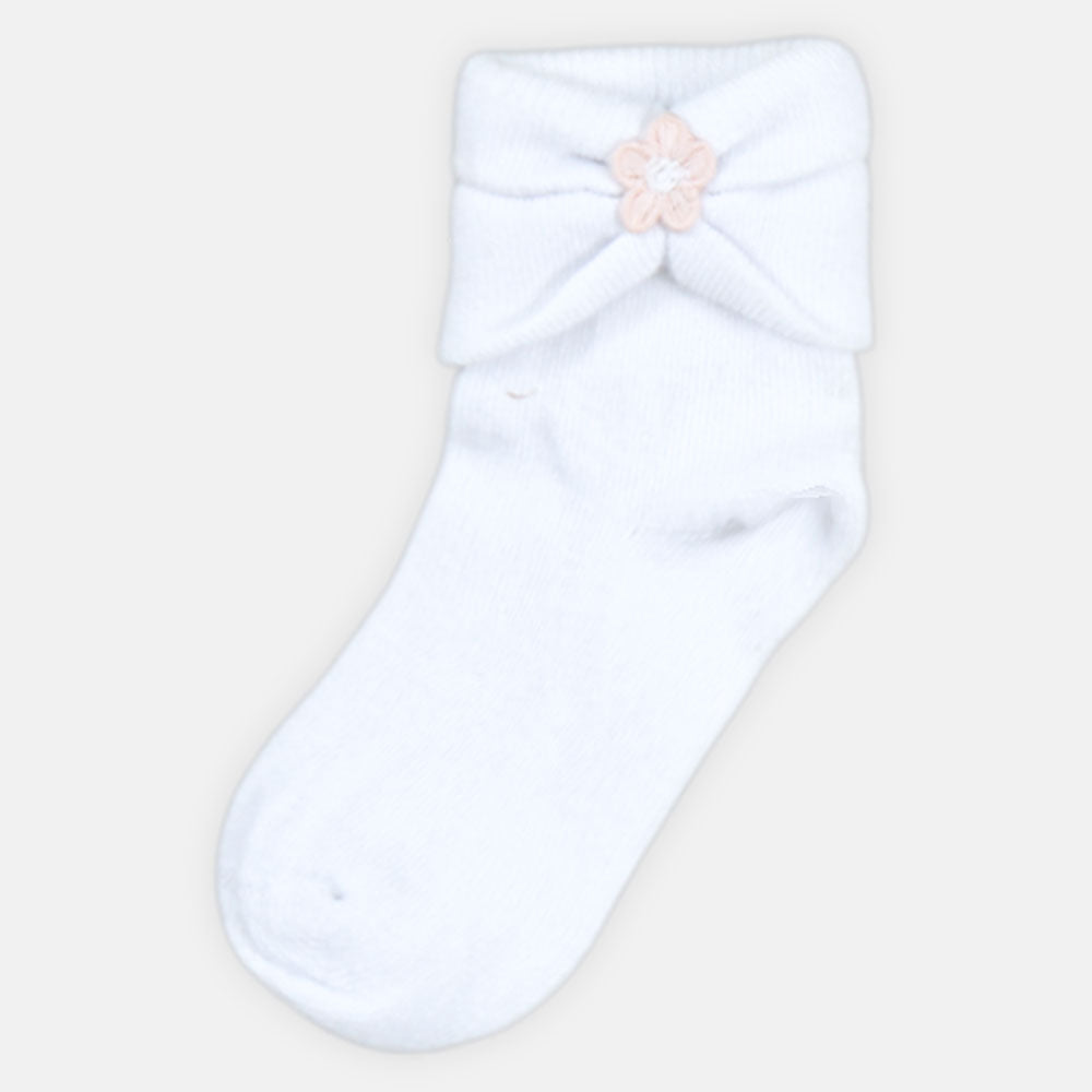 GIRL SOCKS EMBROIDERED FLOWER ROLL CUFF