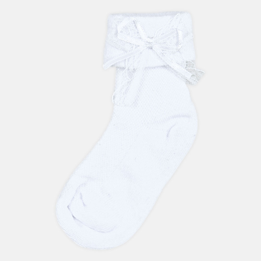 GIRL SOCKS RIBBON BOW WHITE