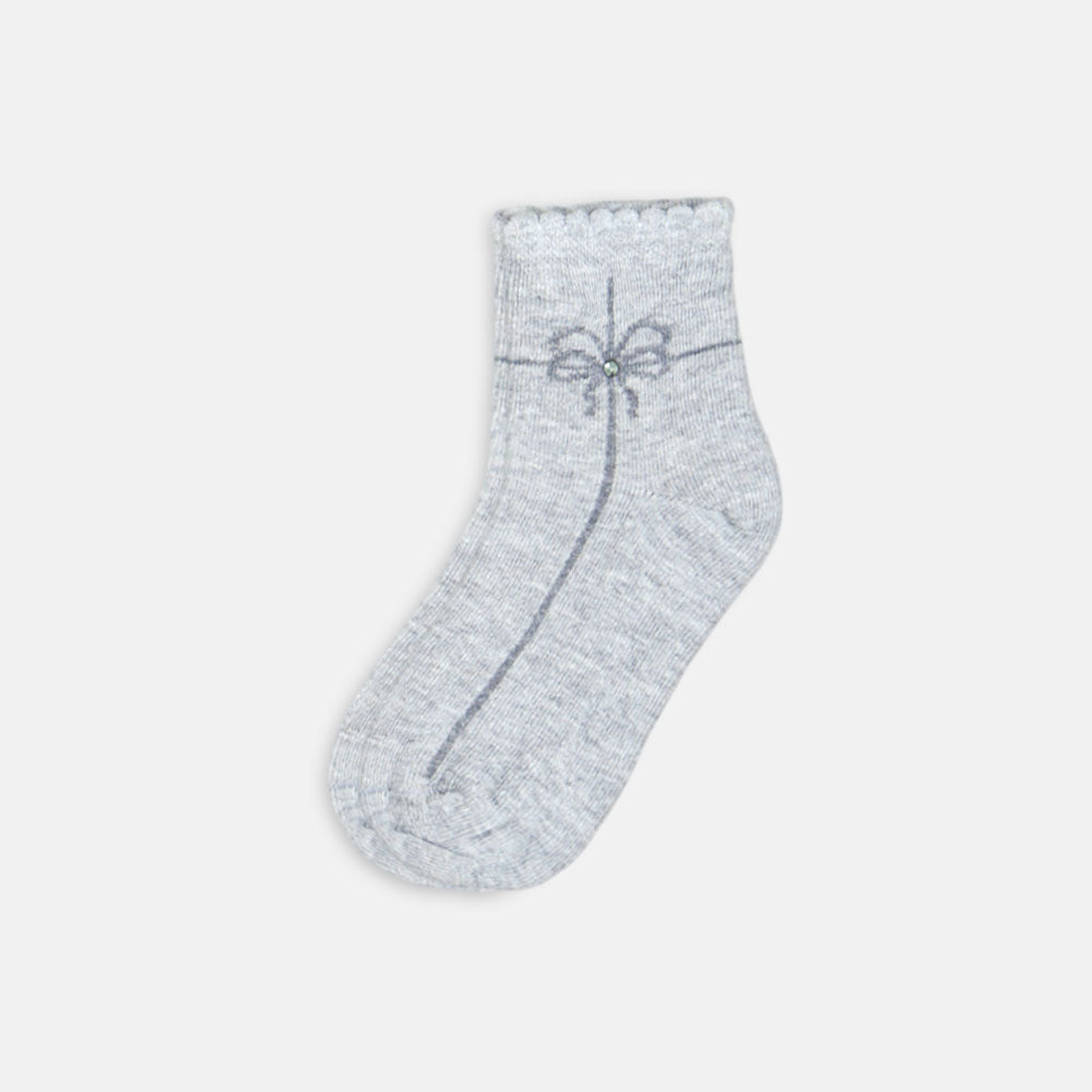 GIRL SOCKS CRINKLE LINED BOW DETAIL