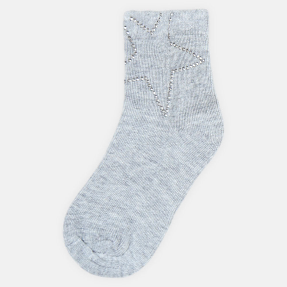 GIRL SOCKS RHINESTONE GREY STAR