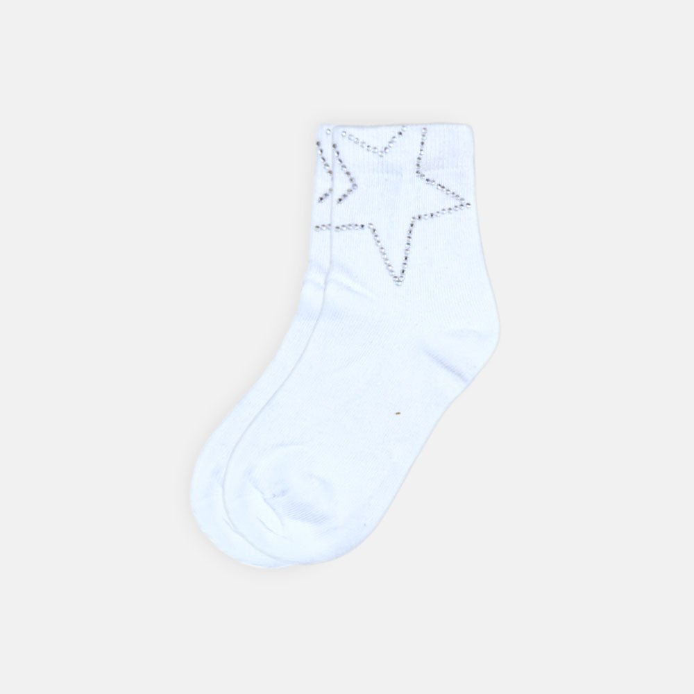 GIRL SOCKS RHINESTONE WHITE STAR
