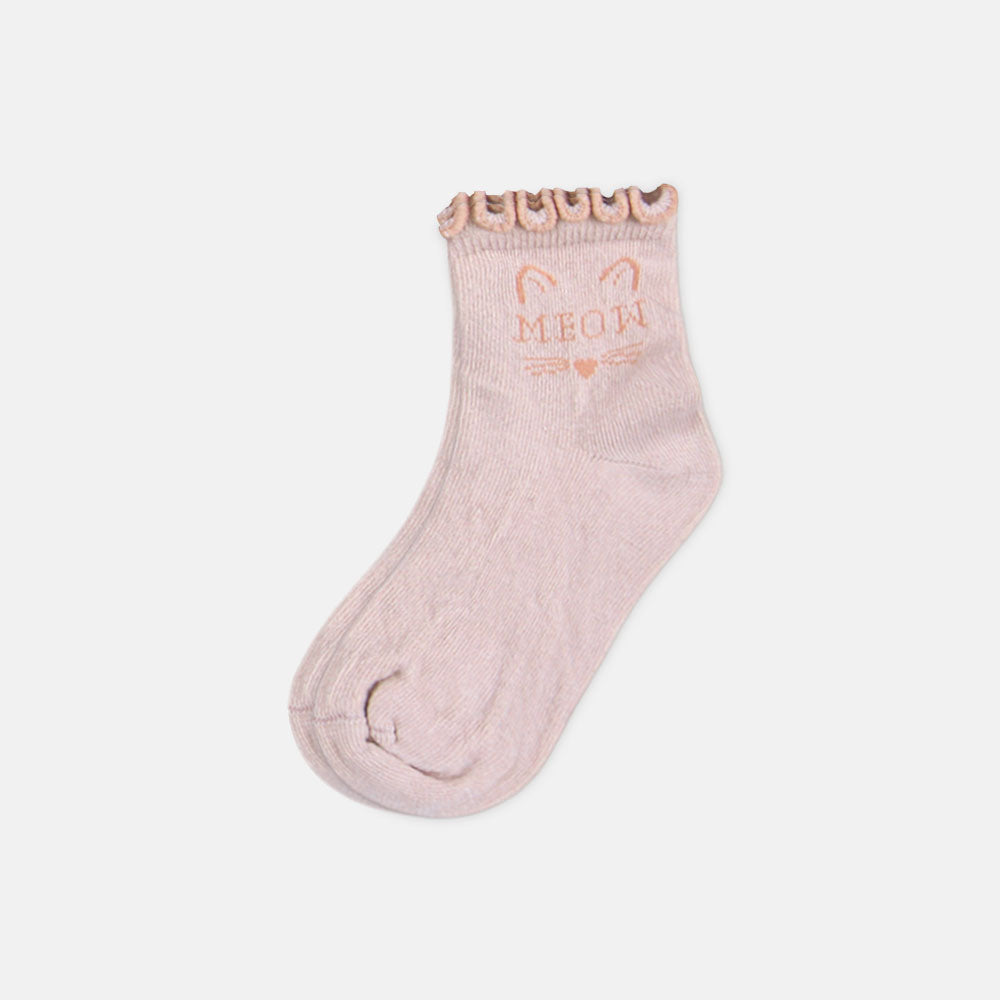 GIRL SOCKS PINK MEOW