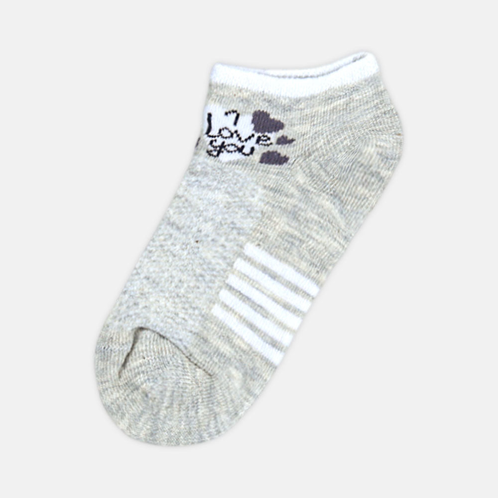 GIRL SOCKS GREY I LOVE YOU