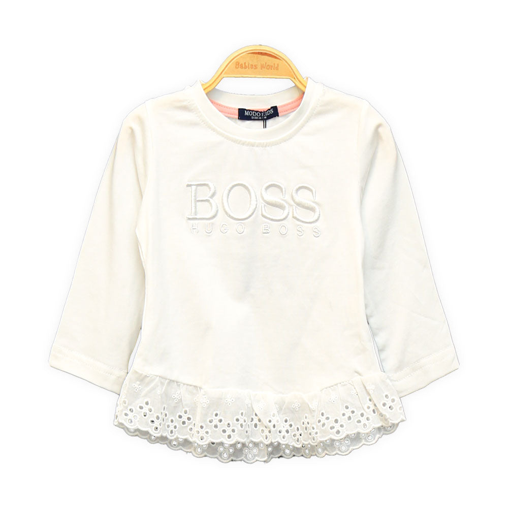 GIRL SUIT WHITE HUGO BOSS EYELET TRIM