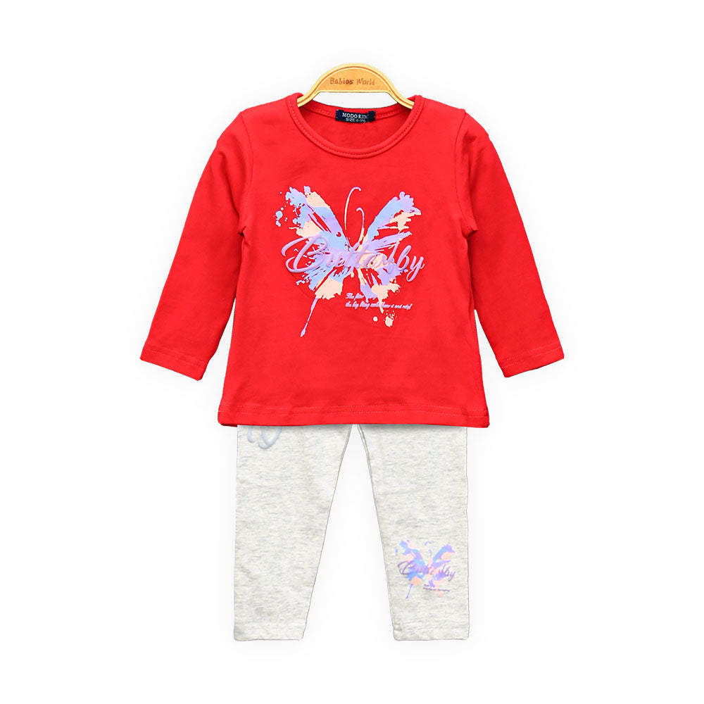 GIRL SUIT BUTTERFLY RED