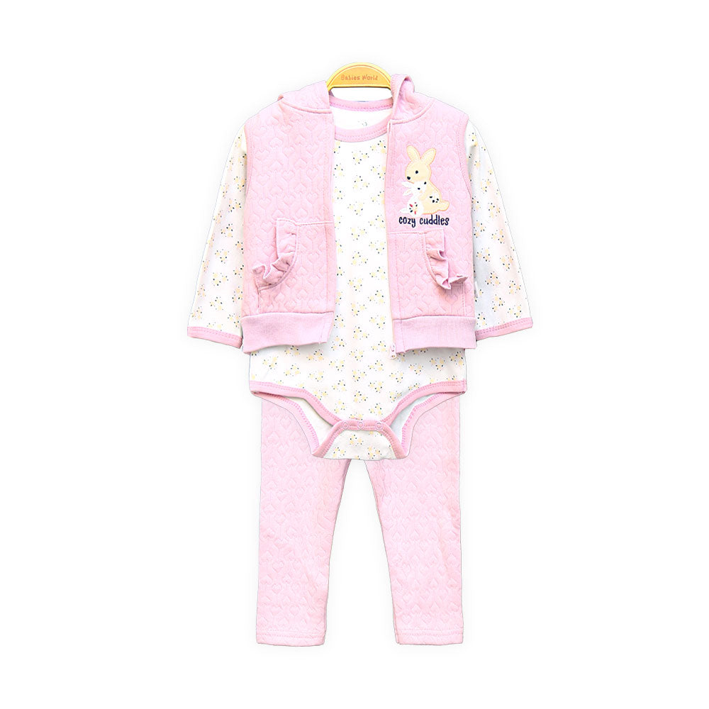 GIRL SUIT PINK QUILTED BUNNY