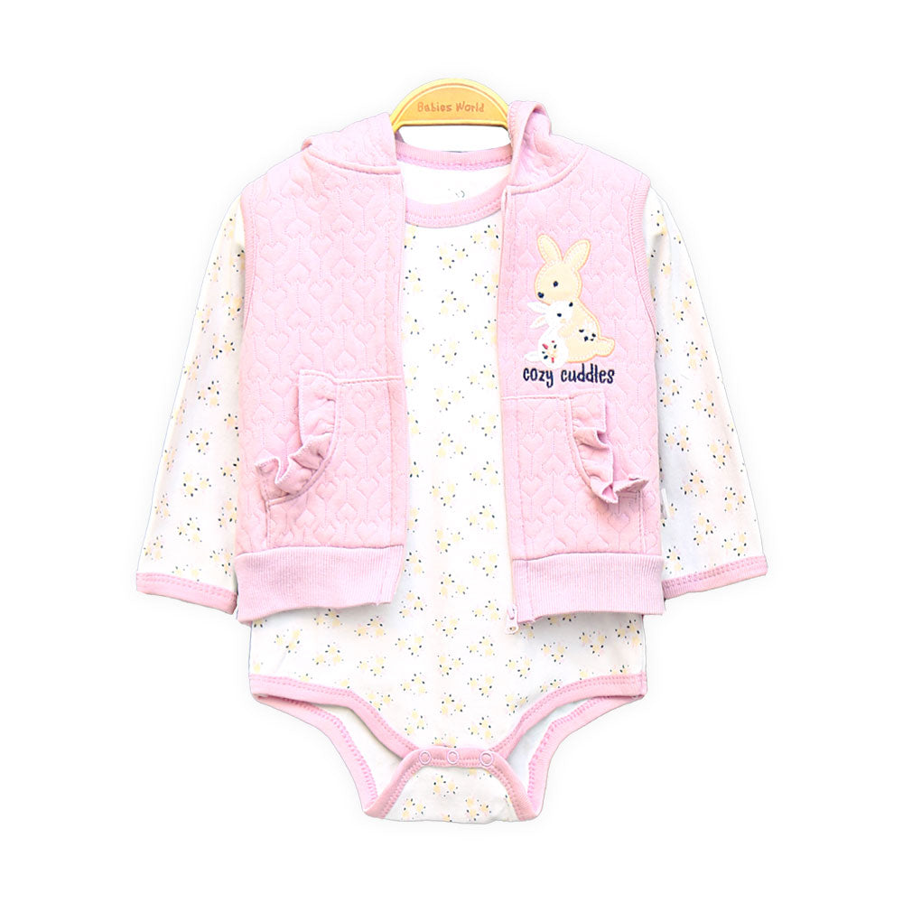 GIRL SUIT PINK QUILTED BUNNY