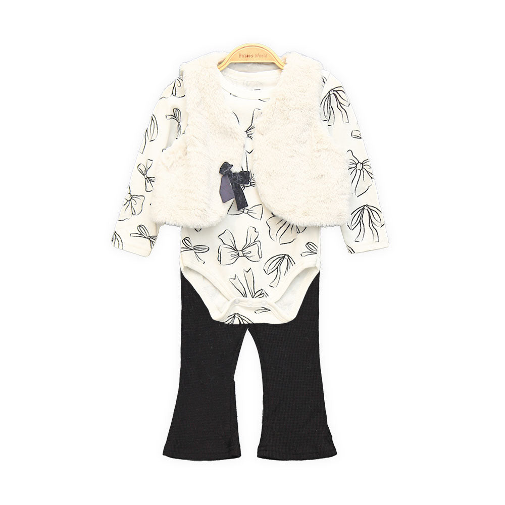 GIRL SUIT WHITE FUR & FLARE