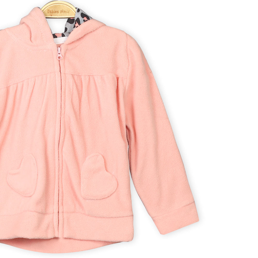 GIRL SUIT W/JACKET PEACH FLEECE PRINTED