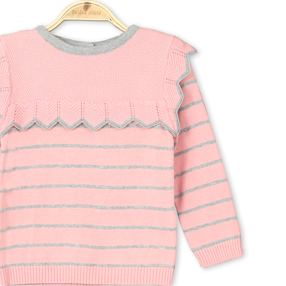 GIRL SWEATER / SWEAT T-SHIRT PINK CROCHET KNIT