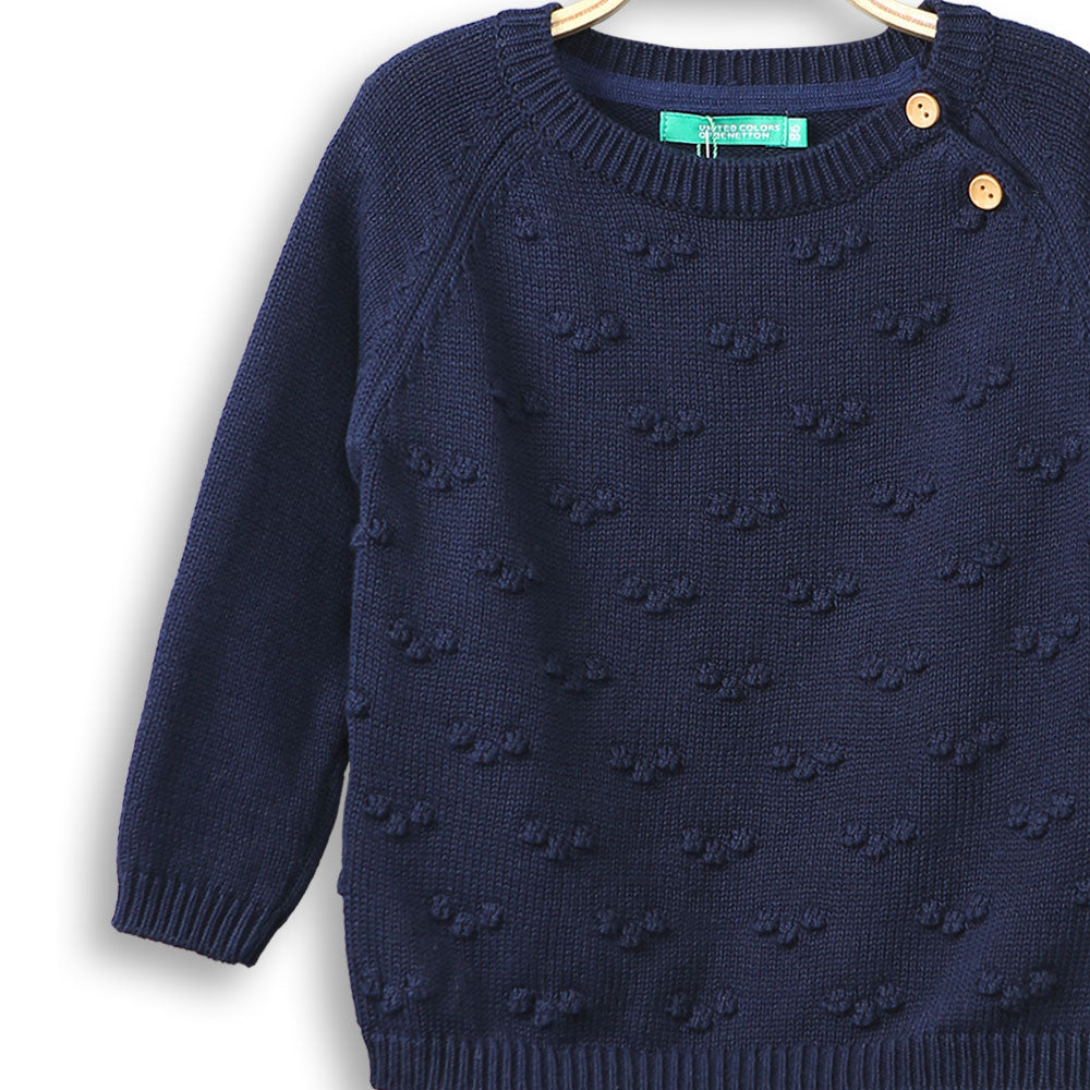 GIRL SWEATER NAVY KNITTED