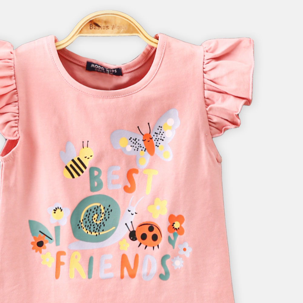 GIRL T-SHIRT LIGHT PINK PRINTED