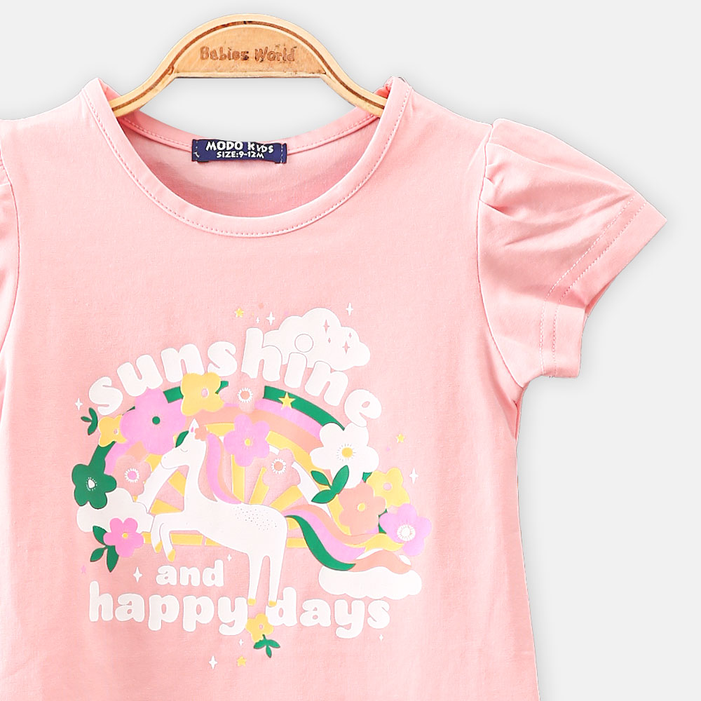GIRL T-SHIRT LIGHT PINK UNICORN