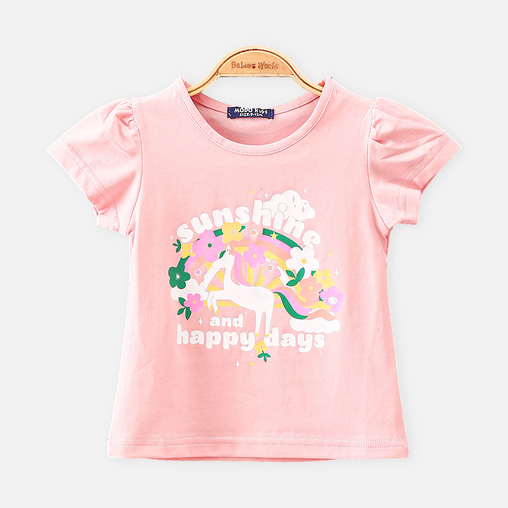 GIRL T-SHIRT LIGHT PINK UNICORN