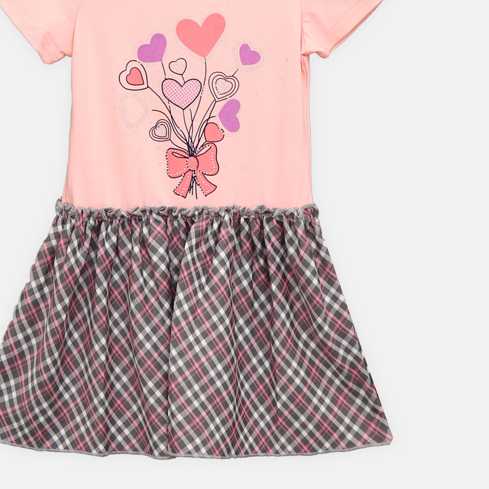 GIRL T-SHIRT HEART BALLOON RUFFLE – PINK