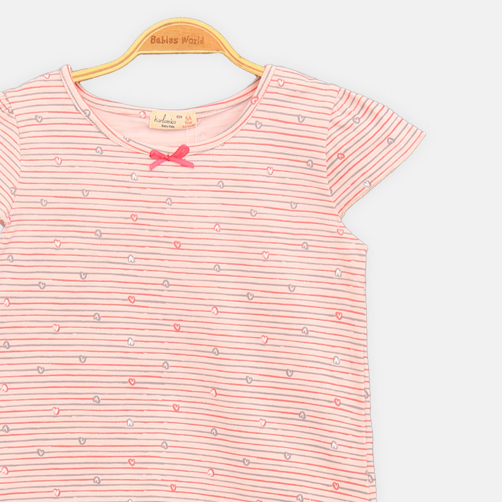 GIRL T-SHIRT PRETTY IN PINK HEARTS