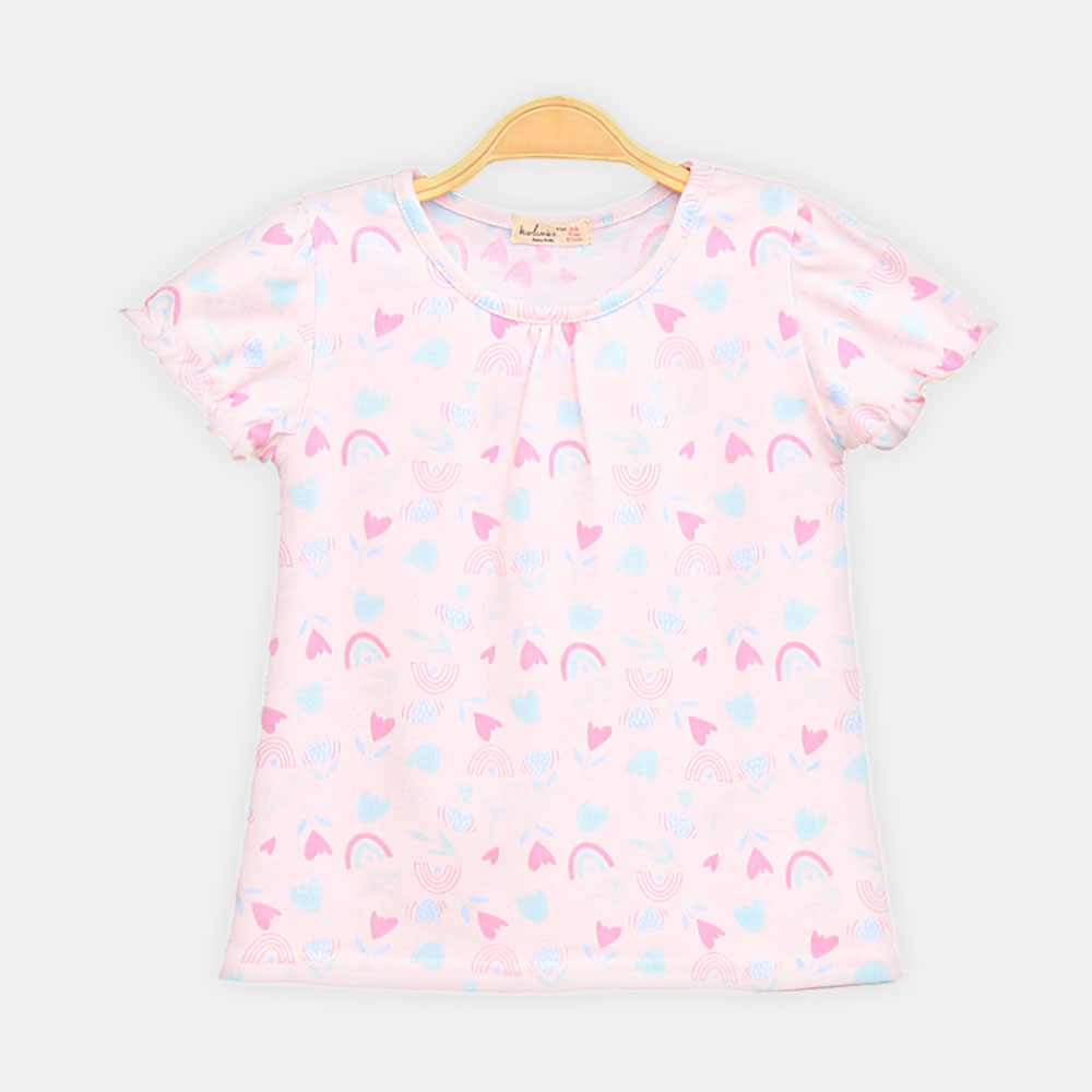 GIRL T-SHIRT PINK RAINBOW BLOOM