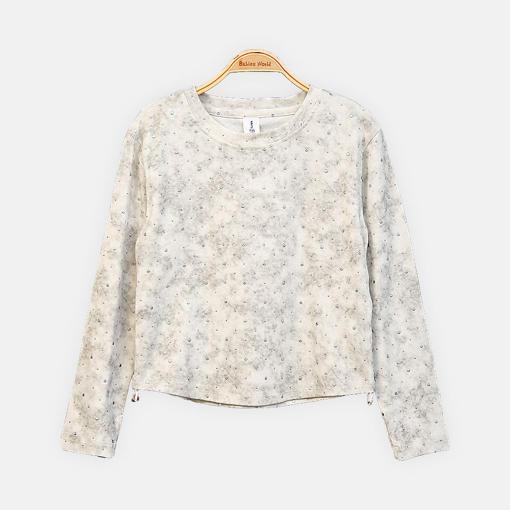 GIRL T-SHIRT SILVER DOT WHITE