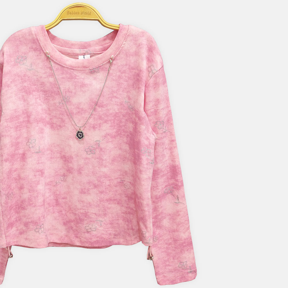 GIRL T-SHIRT PINK SHIMMER LONG-SLEEVE