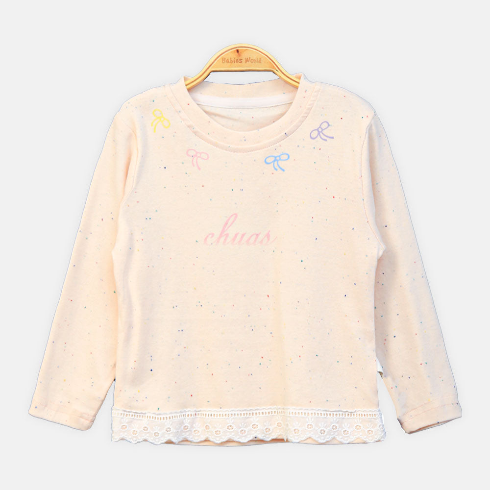 GIRL T-SHIRT PINK BOW PRINT